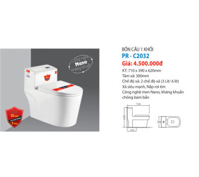 BỘ BỒN CẦU 1 KHỐI PR-C2032