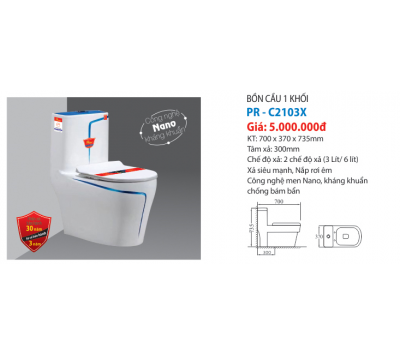 BỘ BỒN CẦU 1 KHỐI PR-C2103X