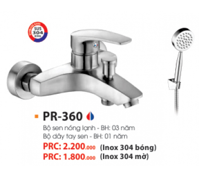 BỘ CỦ SEN NÓNG LẠNH INOX 304 BÓNG PR-360