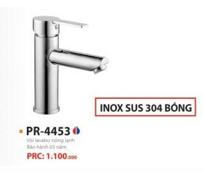 VÒI LAVABO NÓNG  LẠNH INOX 304 BÓNG  PR-4453
