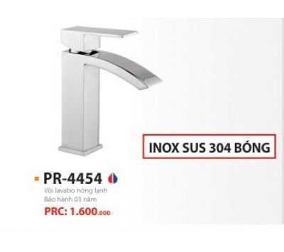 VÒI LAVABO NÓNG  LẠNH INOX 304 BÓNG  PR-4454