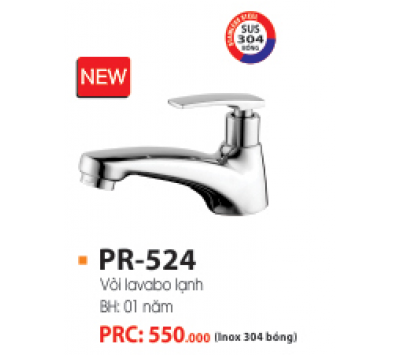 VÒI LAVABO LẠNH INOX 304 BÓNG PR-524