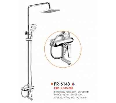 BỘ SEN CÂY NÓNG LẠNH ĐỒNG THAU MẠ CROME PR-6143