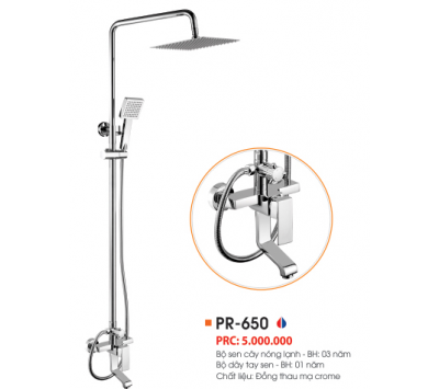 BỘ SEN CÂY NÓNG LẠNH ĐỒNG THAU MẠ CROME PR-650